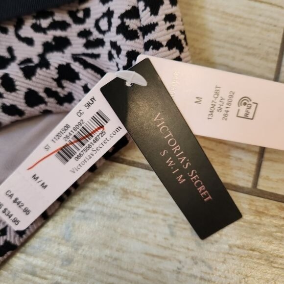 Victoria Secret Pink Black cheetah print bikini Size Medium - Picture 5 of 10